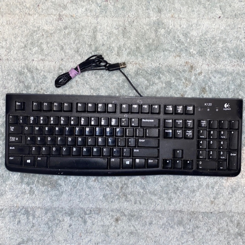 LOGITECH black keyboard USB K120 Used perfect workings order lil dusty